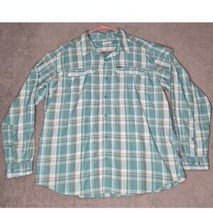 Cabela's Shirt Women's 2XL Green Plaid Long Sleeve Roll Tab Outdoor Western XXL